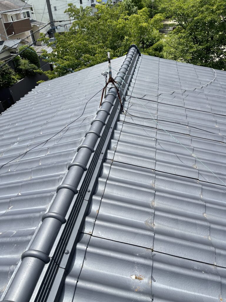 加古川市で屋根の葺き替えをしました　積水のかわらUを ガルバリウム鋼板屋根に葺き替え